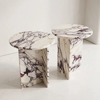 Table d'appoint en marbre Calacatta Viola WeiVibe Italie, veinage sculptural personnalisé, vente en gros pour salon de luxe