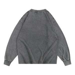 T-shirt vintage en coton épais 230 grammes à manches longues, coupe oversize avec épaules tombantes, personnalisable OEM ODM, effet délavé, vente en gros - Product Image 3