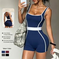 Meilleures ventes : Ensemble de sport pour la course, combinaison-short moulante amincissante à la taille, sans couture, color-block, style tenue de yoga