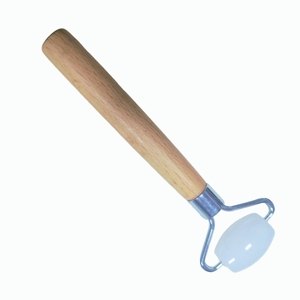 Rouleau de massage facial en jade blanc à tête unique avec manche en bambou – Outil de soin et de beauté pour le visage - Product Image 4
