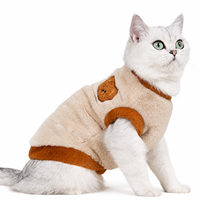 Gilet d'hiver chaud en polaire thermique double face pour chat et chien, en peluche épaisse avec broderie ours mignon, manteau à 2 pattes, tailles S-XL