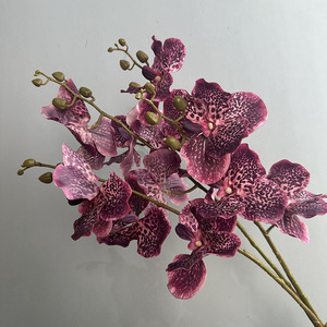 Fleurs d'orchidées artificielles réalistes à 3 têtes, faites à la main, toucher naturel, <span class=keywords><strong>Vanda</strong></span> pour la décoration de la maison et de mariage, pour la remise des diplômes et Noël - Product Image 6