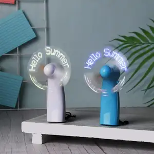 Parti Favor düğün pil değiştirilebilir el LED Fan özelleştirilmiş mesaj ekranı Mini yanıp sönen Fan