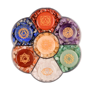 HY Huiying Polished Gemstone Seven Chakra Clear Quartz Ball & Globe Energy Healing <b>Kit</b> - Product Image 3