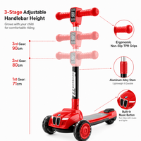 Trottinette pliable pour enfants avec guidon réglable, roues à LED, légère, trottinette d'extérieur pour garçons et filles