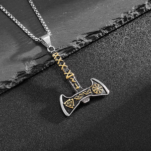 Viking axe สร้อยคอจี้สแตนเลสผู้ชายสไตล์นอร์ดิกของขวัญเครื่องประดับออกแบบเรขาคณิต DZ113B - Product Image 2