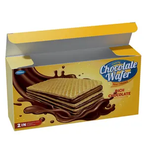 Cookie Chocolate Waffles Biscuit Caixa De Papel Com Logotipo Personalizado Crocante Wafer Caixa De Embalagem De Cookies Para Lanche Doce Ou Deserto