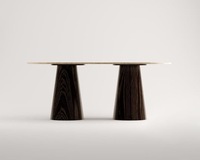 Meuble ovale design personnalisé Grandes tables basses luxueux en pierre naturelle travertin beige