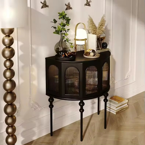 Buffet demi-lune <span class=keywords><strong>vintage</strong></span> en chêne massif - <span class=keywords><strong>Meuble</strong></span> de rangement gain de place pour cuisine, restaurant et salon - Product Image 1