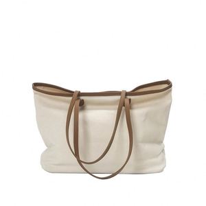 Sac fourre-tout en toile pour femme avec sangles en cuir, poche intérieure et fermeture éclair – Grande Vente - Product Image 1