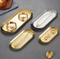 Plateau ovale en acier inoxydable poli miroir, plateau en métal pour la cuisine, le service alimentaire, la présentation de bijoux, la maison, l'hôtel, les fournitures de restaurant