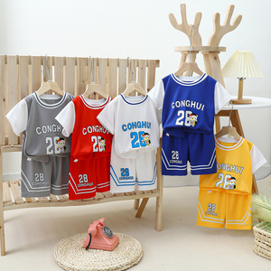 <span class=keywords><strong>Set</strong></span> di Maglie da Basket per Ragazzi all'Ingrosso, Abbigliamento Sportivo Traspirante per Bambini, Completo da Allenamento a Maniche Corte per Bambini da 1 a 8 Anni - Product Image 4