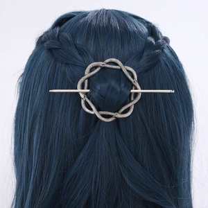 Horquilla de Pelo de Aleación con Forma de Serpiente Estilo Punk Retro Vikingo, Pinza de Pelo Versátil con Nudo Celta y Pentagrama Pagano para Mujer - Product Image 4