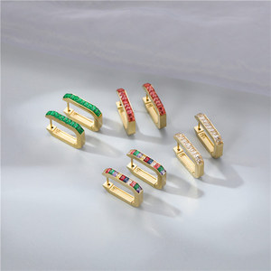 Boucles d'oreilles rectangulaires de luxe haut de gamme, simples, colorées, élégantes, avec différentes séries de couleurs - Product Image 4