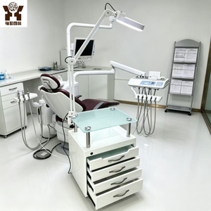 Carrito de Almacenamiento Multifuncional para Salón con 4 Cajones y Tapa de Vidrio, Carrito de Belleza Móvil con Ruedas para Manicura y Estudio de Pestañas - Product Image 6