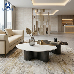 OEM ODM Table basse en marbre naturel haut de gamme pour salon Ensemble table centrale à dessus irrégulier en acier inoxydable pour mobilier d'hôtel - Product Image 3