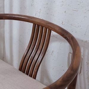 Chaise longue en bois massif couleur noyer, forme carrée avec accoudoirs, chaise de salon de thé de style chinois pour adultes - Product Image 4