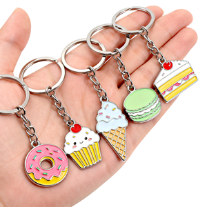 Porte-clés personnalisés Kawaii en émail métallique, motifs dessert (donut, crème glacée, cupcake, pain), vente en gros, prix usine - Product Image 1
