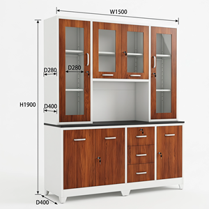 Mueble de Cocina Metálico Moderno, Armario de Cocina de Acero con Cajón, Lemari <span class=keywords><strong>Baja</strong></span>, Resistente y Duradero - Product Image 3