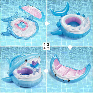 Asiento de natación inflable para niños, tiburón de dibujos animados, <span class=keywords><strong>flotador</strong></span> de natación con parasol, gran oferta - Product Image 6