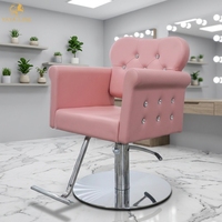 Chaise de coiffure de luxe OEM pour salon de coiffure et barbier, avec décorations en diamant et fonction hydraulique, pour usage en salon de coiffure et spa