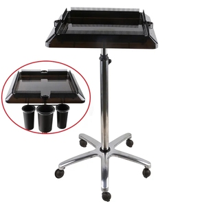 Hairdressing Smart Organizing Tray Movable Folding Black Stainless Steel Beauty Salon Hair Extension Tray <b>Trolley</b> - Product Image 4