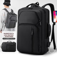 Mochila de Mezclilla Personalizada Baiweishi para Hombre, Nuevo Modelo, Color Sólido, Cierre de Cremallera, Puerto de Carga USB, Bolsa para Portátil de Negocios, 20-35L