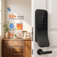 Serrure connectée Tuya au design fin, sans clé, pour appartements modernes, avec verrouillage par empreintes digitales