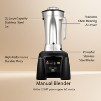 Blender Komersial Stainless Steel Lohas, Mesin Pengolah Makanan Heavy Duty Profesional, Penghancur Es untuk Restoran