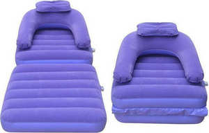 โซฟาเป่าลมพีวีซีแบบพกพา หนานุ่ม พร้อมที่เก็บของ สำหรับพักผ่อนวันหยุดพักผ่อน แคมป์ปิ้ง หรือใช้เป็นเตียงนอน - Product Image 2