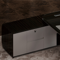 Bureau de direction QILISEN de luxe, haute brillance, durable, écologique, ergonomique, résistant à l'eau, avec charge sans fil, table de PDG, MDF E1