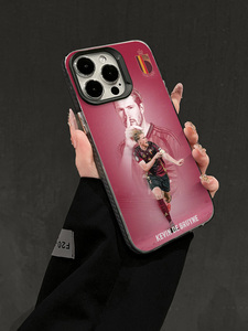 Coque de téléphone pour iPhone 16/15/13/12 ProMax avec impression personnalisée, motif joueur de football belge, dégradé <span class=keywords><strong>bordeaux</strong></span>, finition mate, antichoc - Product Image 4