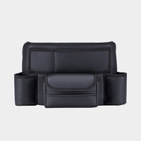 Boîte d'accoudoir de voiture grande taille avec porte-gobelet, support pour bouilloire isotherme, pochette latérale fixe pour siège central, porte-boissons, grain de litchi classique