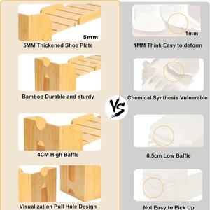 Bamboo <b>Shoe</b> <b>Storage</b> <b>Rack</b> Adjustable For High Heels And <b>Shoes</b> Home Organization - Product Image 3