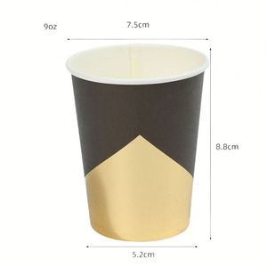 Wholesale <b>Disposable</b> Decagon 10 Inch/8 Inch Paper <b>Plates</b> Tableware Set Black and White <b>Disposable</b> Cutlery Party Supplies - Product Image 3