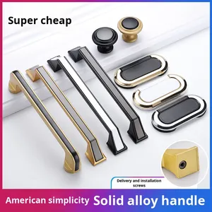 Tiradores de muebles de acero inoxidable de lujo de estilo nórdico moderno, perillas de dos colores para armario, cajón, puerta de armario, borde dorado negro - Product Image 4