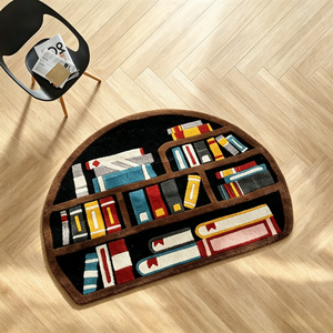 Tapis demi-rond tufté à la main <span class=keywords><strong>pour</strong></span> bibliothèque, motif <span class=keywords><strong>de</strong></span> <span class=keywords><strong>livre</strong></span> 3D, tapis <span class=keywords><strong>de</strong></span> sol doux et moelleux <span class=keywords><strong>pour</strong></span> les amateurs <span class=keywords><strong>de</strong></span> livres, décoration <span class=keywords><strong>pour</strong></span> bureau et chambre - Product Image 3