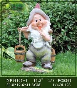 Statua di Gnomo da Giardino in Resina a Grandezza Naturale 16,8 Pollici con Secchielli d'Acqua per Decorazione Esterna Casa e Prato - Product Image 3