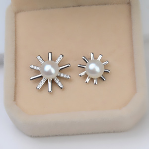 Pendiente de Plata S925 con Forma de Copo de Nieve, Colgante Grande Personalizado para Mujer con Soporte Vacío para Incrustar, Accesorio para Colgante de Perla con Flor DIY - Product Image 1