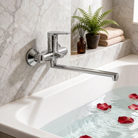 Robinet de douche mural pour salle de bain d'hôtel, design moderne, monocommande, en alliage de zinc poli, avec filtre en céramique