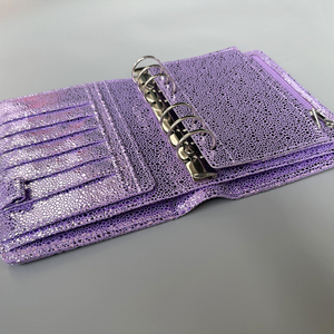 A6 Shiny PU Leather 6 Ring <strong>Binder</strong> Wallet with Card Holder and Flyleaf Sheet Zipper Pocket for <strong>Budget</strong> Saving Planner <strong>Binders</strong> - Product Image 5
