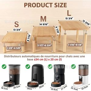 Comedero automático para mascotas de madera maciza, elevado para gatos y perros, base de alimentación multiusos con soporte para botella de agua - Product Image 4