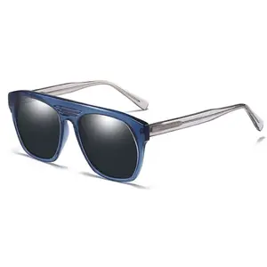 Sparloo 10740 flat top blue brown competitive price acetate polarized sunglasses manufacturer