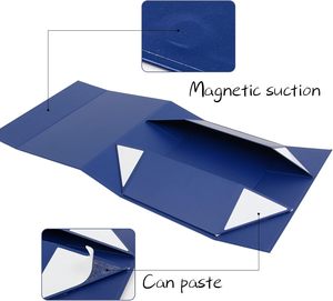 Boîtes pliables magnétiques à couvercle rigide mat bleu marine pour emballage cadeau, boîtes en papier bleu marine pour faveurs, vente en gros - Product Image 2