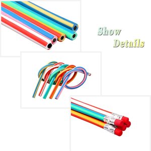 Longorgeous Crayon à rayures multicolores flexibles et souples avec gomme pour étudiants ou enfants - Product Image 3