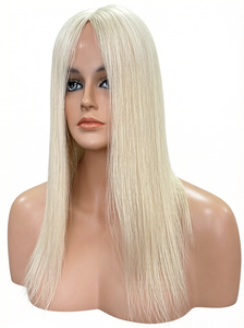 Topper en Cheveux Humains Européens avec Base en Soie pour Femmes, Postiche Remy Mono Lace à Clipser, Topper en Cheveux Remy Vierge avec PU Couleur Blonde - Product Image 4