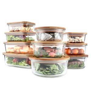 Wholesaler <b>Glass</b> Lunch Bento <b>Box</b> Eco Friendly Meal Prep Containers Airtight <b>Glass</b> Food Storage Containers with Bamboo Lids - Product Image 4