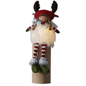 Muñeca Sentada con Astas de Reno y Vestido Peludo con LED, Altura 36cm - Product Image 1