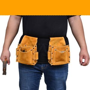 Heavy Duty 4 Pockets <b>Leather</b> <b>Tool</b> Belt Multipurpose Pockets Work Organizer Pouch Framing Fat Lip <b>Tool</b> Holder for Carpenter - Product Image 4