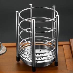 Support à baguettes rond en acier inoxydable 304, égouttoir anti-humidité, compatible lave-vaisselle, organisateur de rangement pour couverts - Product Image 1